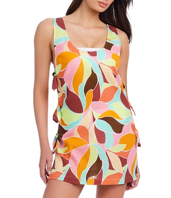 Sanctuary Bright Breeze Crinkle Side Tie A-line Swim Cover-Up Dress