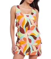 Sanctuary Bright Breeze Crinkle Side Tie A-line Swim Cover-Up Dress