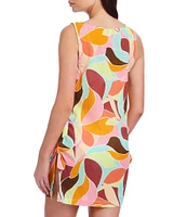 Sanctuary Bright Breeze Crinkle Side Tie A-line Swim Cover-Up Dress