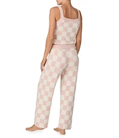 Sanctuary Checkered Cropped Tank & Long Pant Sweater Knit Pajama Set