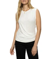 Sanctuary Crew Neck Sleeveless Draped Tank