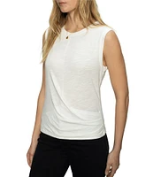 Sanctuary Crew Neck Sleeveless Draped Tank