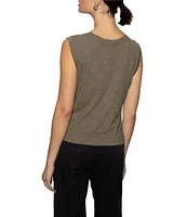 Sanctuary Crew Neck Sleeveless Draped Tank