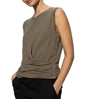 Sanctuary Crew Neck Sleeveless Draped Tank