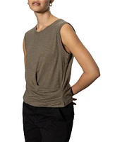 Sanctuary Crew Neck Sleeveless Draped Tank