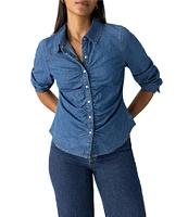 Sanctuary Denim Dream Girl Collared Long Sleeve Button Front Shirt