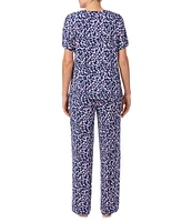 Sanctuary Ditsy Floral Short Sleeve Round Neck Knit Pant Pajama Set