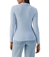 Sanctuary Dreamgirl Long Sleeve Point Collar Ruched Button Front Knit Top