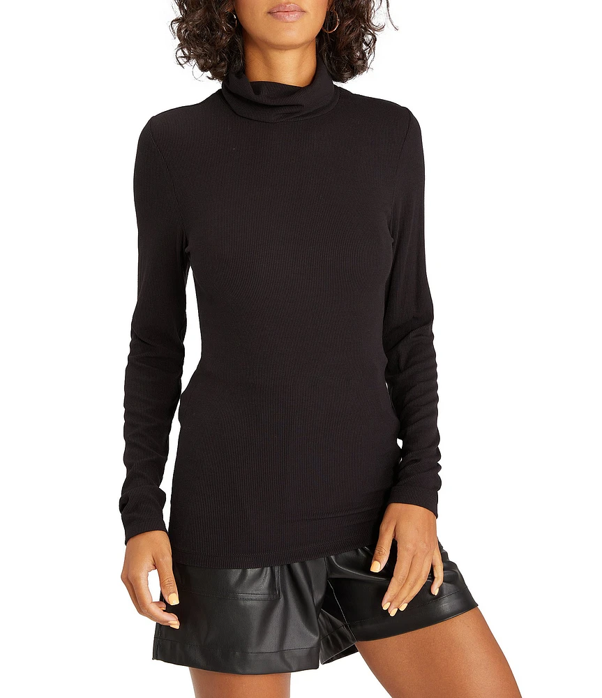 Sanctuary Essentials Turtleneck Long Sleeve Rib Knit Shirt