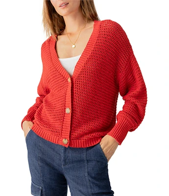 Sanctuary Falling For Fall Knit V Neck Long Sleeve Button Front Cardigan