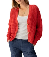 Sanctuary Falling For Fall Knit V Neck Long Sleeve Button Front Cardigan