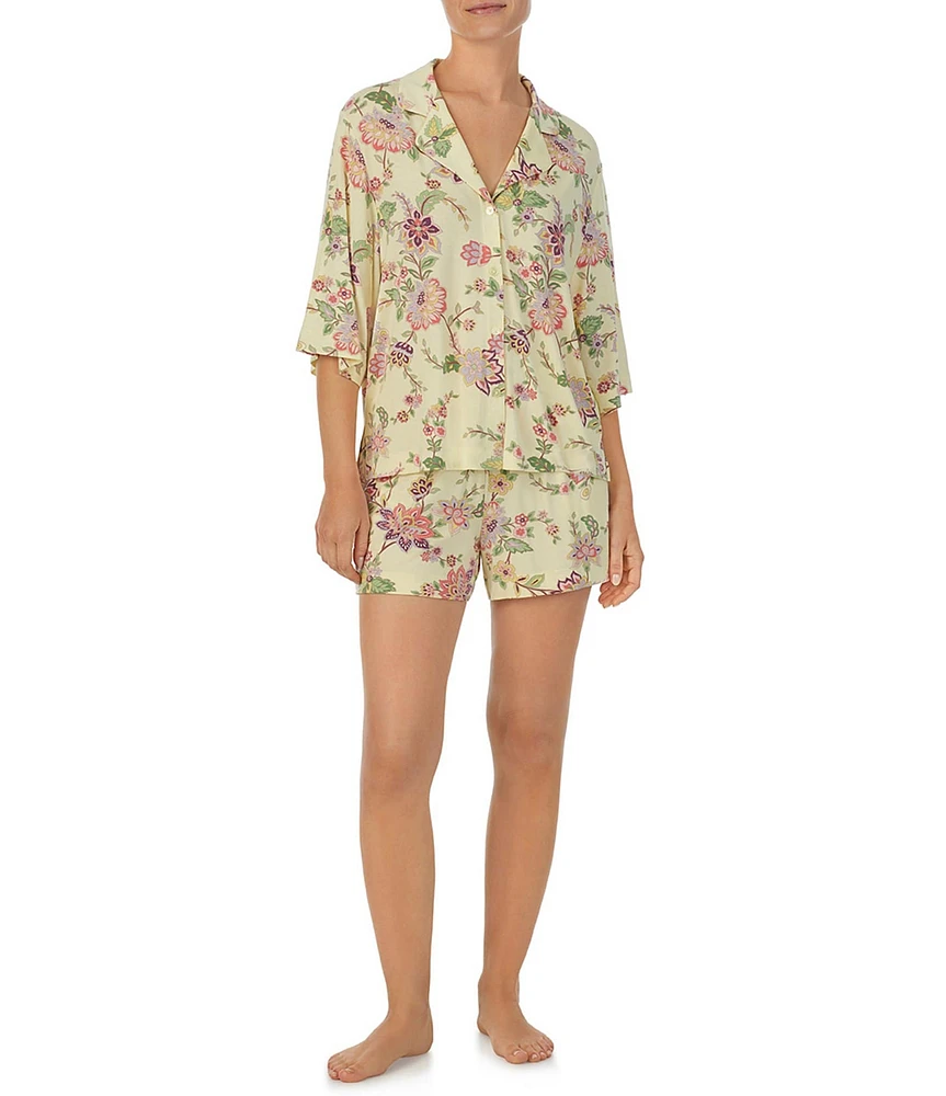 Sanctuary Floral Print 3/4 Sleeve Short Pajama Set