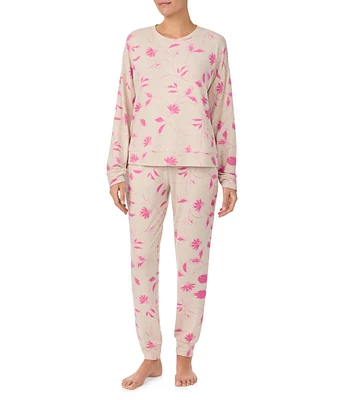 Sanctuary Floral Print Long Sleeve Pullover & Jogger Brushed Jersey Pajama Set