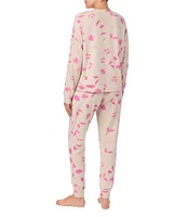 Sanctuary Floral Print Long Sleeve Pullover & Jogger Brushed Jersey Pajama Set