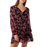 Sanctuary Floral Print V-Neck Long Sleeve Mini Dress