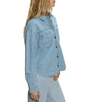 Sanctuary Ivy Denim Organic Cotton Button Down Collar Neck Long Sleeve Shirt