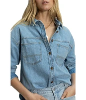 Sanctuary Ivy Denim Organic Cotton Button Down Collar Neck Long Sleeve Shirt