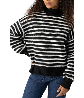 Sanctuary Keep It Chic Knit Stripe Print Mock Neck Long Sleeve Sweater