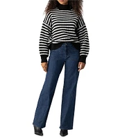 Sanctuary Keep It Chic Knit Stripe Print Mock Neck Long Sleeve Sweater