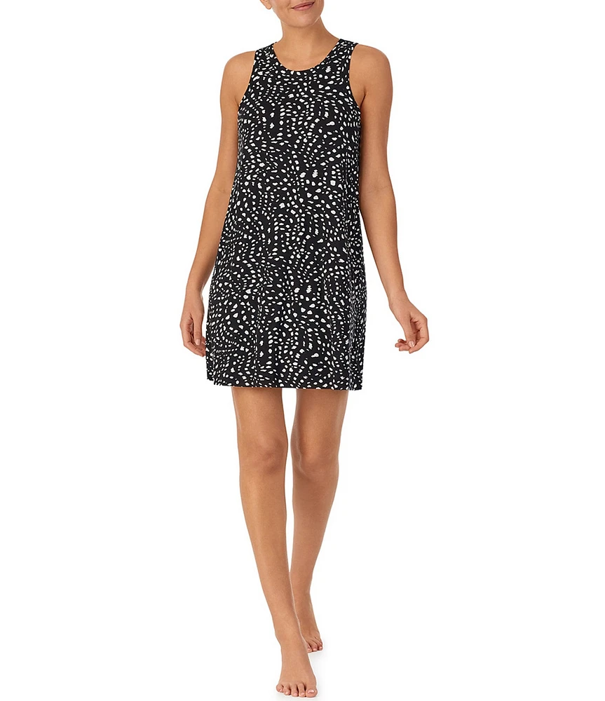 Sanctuary Knit Dot Print Sleeveless High Crew Neck Chemise