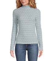 Sanctuary Lace Stretch Knit Turtle Neck Long Sleeve Top