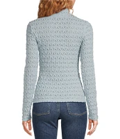 Sanctuary Lace Stretch Knit Turtle Neck Long Sleeve Top