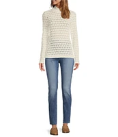 Sanctuary Lace Stretch Knit Turtle Neck Long Sleeve Top