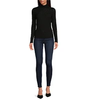 Sanctuary Lace Stretch Knit Turtle Neck Long Sleeve Top