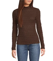 Sanctuary Lace Stretch Knit Turtle Neck Long Sleeve Top