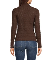 Sanctuary Lace Stretch Knit Turtle Neck Long Sleeve Top