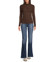 Sanctuary Lace Stretch Knit Turtle Neck Long Sleeve Top