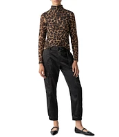 Sanctuary Leopard Print Mesh Mock Neck Long Sleeve Top