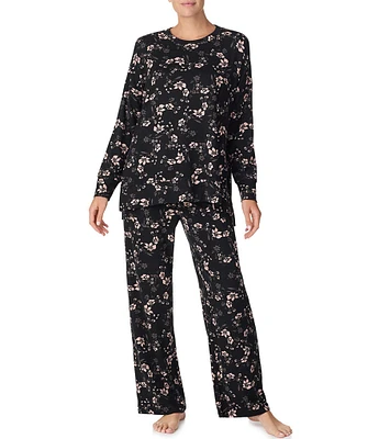 Sanctuary Long Sleeve Round Neck Sweater Jersey Knit Floral Pajama Set