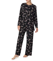 Sanctuary Long Sleeve Round Neck Sweater Jersey Knit Floral Pajama Set