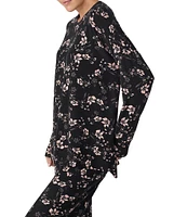 Sanctuary Long Sleeve Round Neck Sweater Jersey Knit Floral Pajama Set