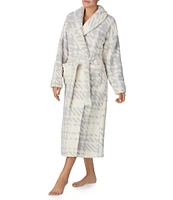 Sanctuary Long Sleeve Shawl Collar Long Cozy Fleece Plaid Robe