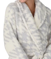 Sanctuary Long Sleeve Shawl Collar Long Cozy Fleece Plaid Robe