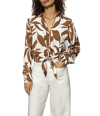 Sanctuary Lover Floral Print Button Down Long Sleeve Tie Shirt