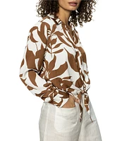 Sanctuary Lover Floral Print Button Down Long Sleeve Tie Shirt