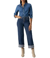 Sanctuary Luna Button Fly Cuffed Cropped Denim Jeans