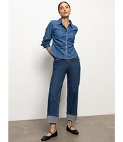 Sanctuary Luna Button Fly Cuffed Cropped Denim Jeans