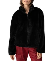 Sanctuary Lux Faux Fur Stand Collar Neck Long Sleeve Zip Front Coat