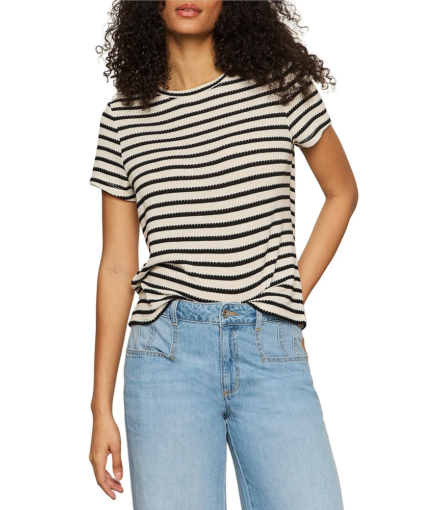 Sanctuary Perfect Textured Stripe Print Crew Neck Short Sleeve Tee