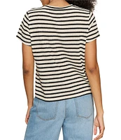 Sanctuary Perfect Textured Stripe Print Crew Neck Short Sleeve Tee