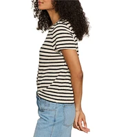 Sanctuary Perfect Textured Stripe Print Crew Neck Short Sleeve Tee