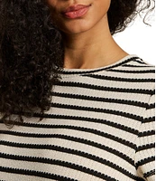 Sanctuary Perfect Textured Stripe Print Crew Neck Short Sleeve Tee