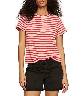 Sanctuary Perfect Textured Stripe Print Crew Neck Short Sleeve Tee