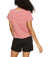 Sanctuary Perfect Textured Stripe Print Crew Neck Short Sleeve Tee