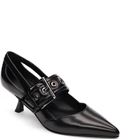 Sanctuary Piper Leather Buckle Strap Kitten Heel Pumps