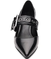 Sanctuary Piper Leather Buckle Strap Kitten Heel Pumps